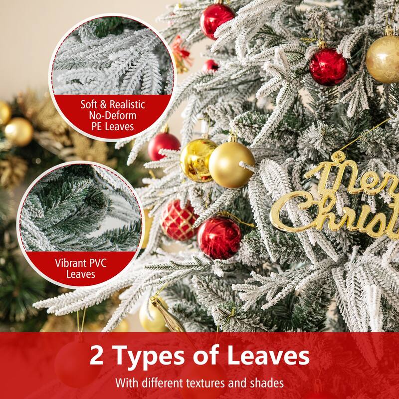 Gymax 6/7/8 FT Artificial Christmas Tree w/1108 PE PVC Branch Tips & - Green, White