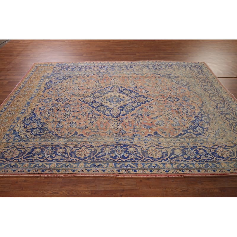 Mashad Vintage Persian Area Rug Hand-Knotted Wool Carpet - 6'6" x 9'8"