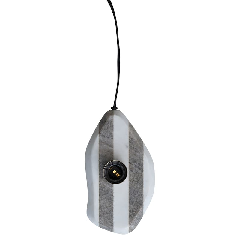 Marble Striped Wall Sconce with Inline Switch, White and Buff Color - 9.0"L x 5.0"W x 3.3"H - White & Buff