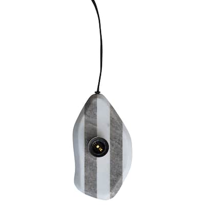 Marble Striped Wall Sconce with Inline Switch, White and Buff Color - 9.0"L x 5.0"W x 3.3"H