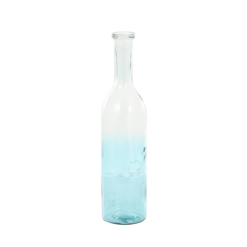 Recycled Glass Handmade Spanish Decorative Vase - Clear, Blue or Teal - Roche River Decor - Teal - 29"H
