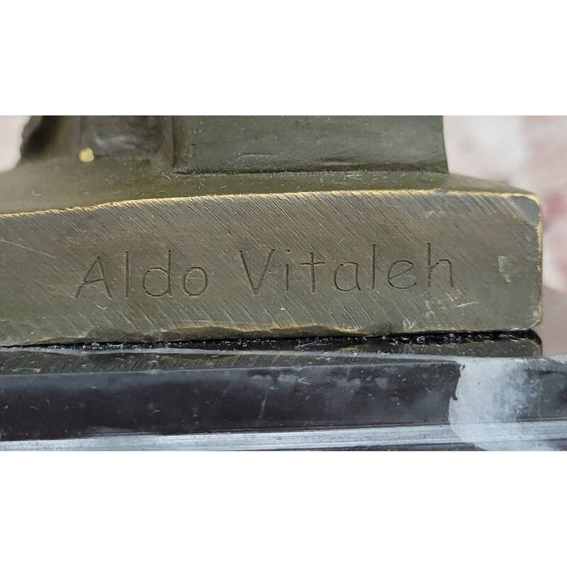 Bronze Roman Emperor Sculpture On Marble Base By Aldo Vitaleh