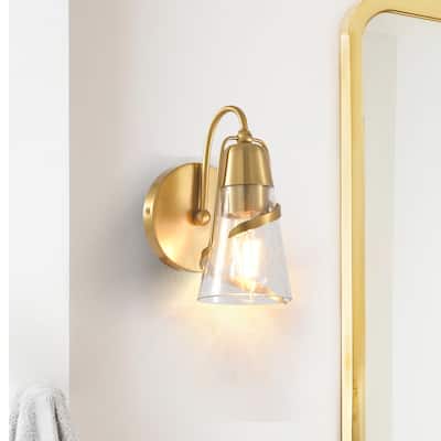 Parrot Uncle 5" Modern Gold Seeded Glass 1-Light Wall Light Sconce