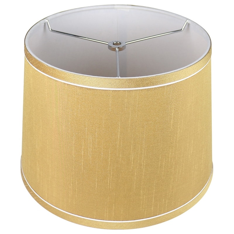 French Drum With White Trim Lampshade, 10" Top, 12" Bottom, 8.5" Slant