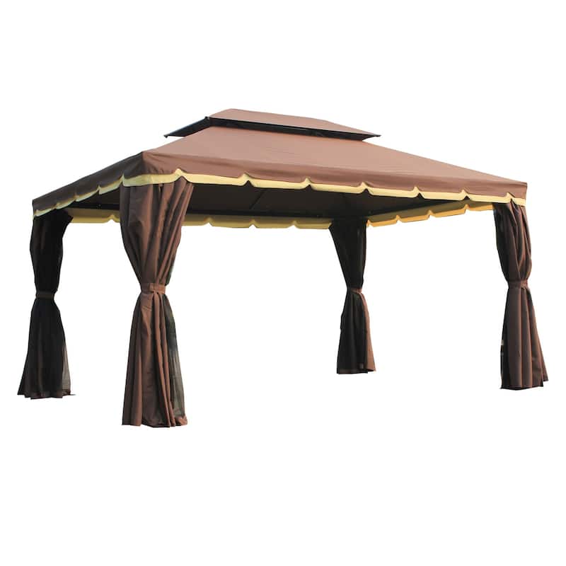 Outsunny 10x13-foot Aluminum Soft Top Patio Gazebo with Curtains - 10 x 13