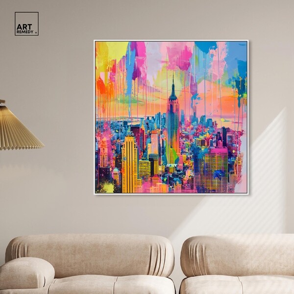 Vibrant Visions of NYC Canvas Graffiti Art by Art Remedy - Bed