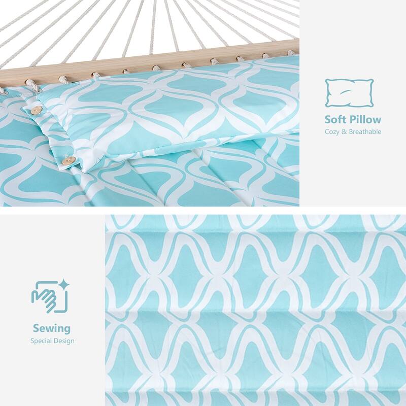 78'' Quilted 2 Person Hammock Beach Swing with Spreader Bars&Pillow - 55.1*122*1