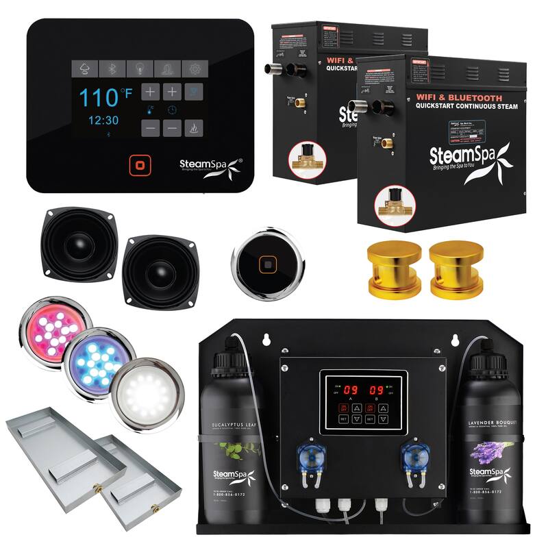 SteamSpa BKT1500-ADP Black Series WiFi and Bluetooth Double 7.5KW - Gold