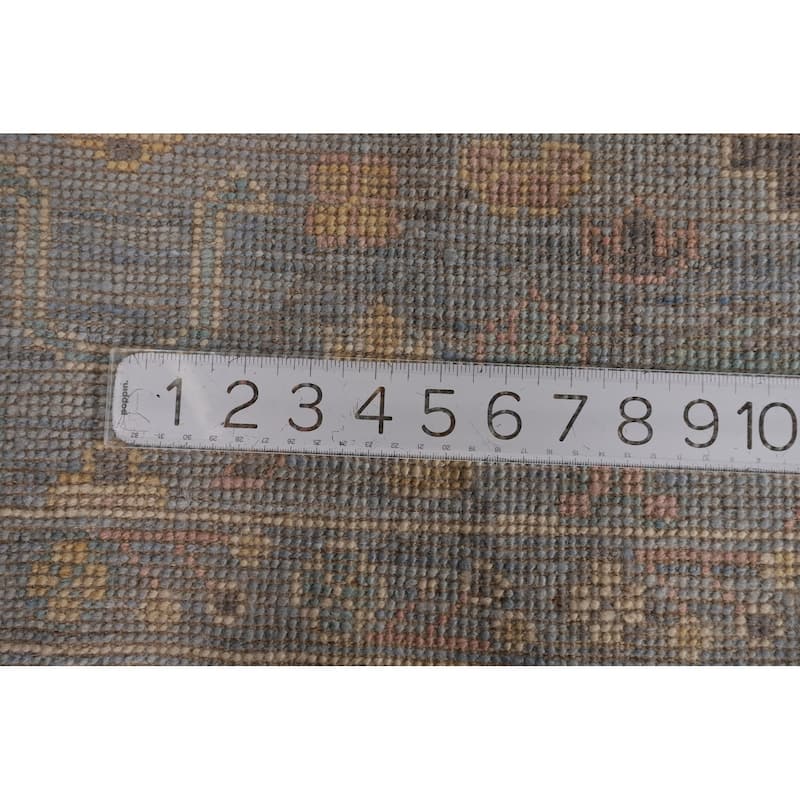 All-Over Blue Oushak Turkish Rug Handmade Wool Carpet - 4'11"x 7'0"