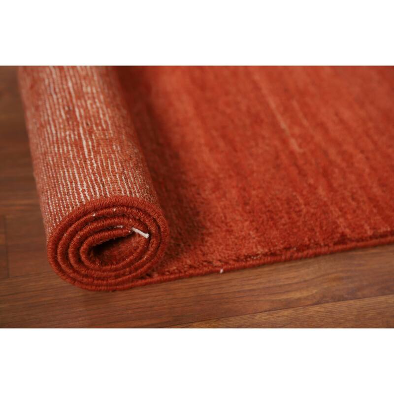 Orange Modern Gabbeh Oriental Foyer Rug Hand-Knotted Wool Carpet - 3'0"x 5'0"
