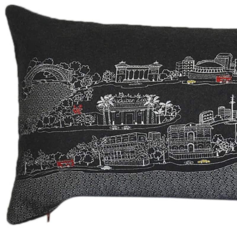 HomeRoots 46" Black New Orleans Nighttime Skyline Lumbar Decorative Pillow