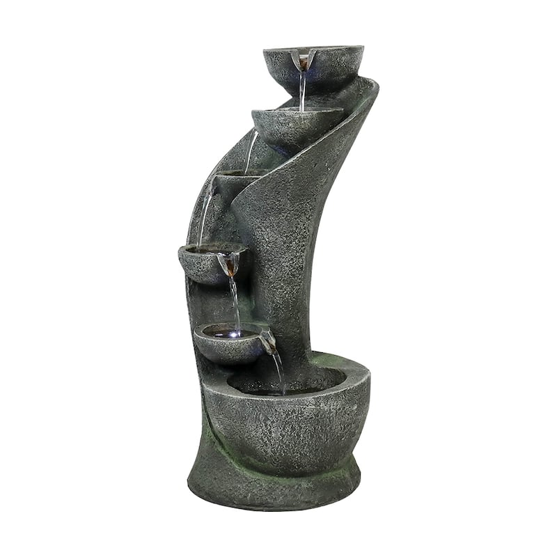 23.8''H Outdoor Water Fountain with LED Curved Indoor Fountain