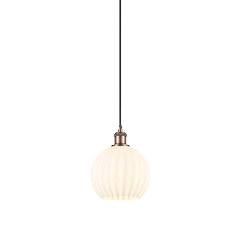 Innovations Lighting 516-1P-10-8 White Venetian Pendant White Venetian - Antique Copper