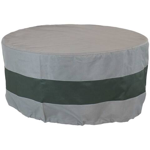 Sunnydaze Round 2-Tone Outdoor Fire Pit Cover - Gray/Green Stripe - 36-Inch - 36 x 12-Inch
