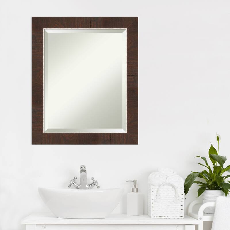 Beveled Bathroom Wall Mirror - Wildwood Brown Frame