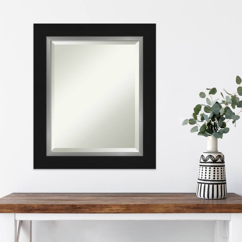 Beveled Wall Mirror - Eva Black Silver Frame