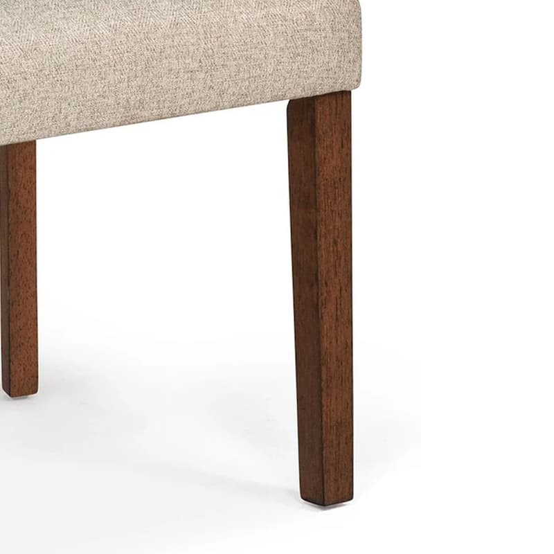 Goko Dining Chair Set of 2, Earthy Yellow Tufted Backrest, Brown Wood