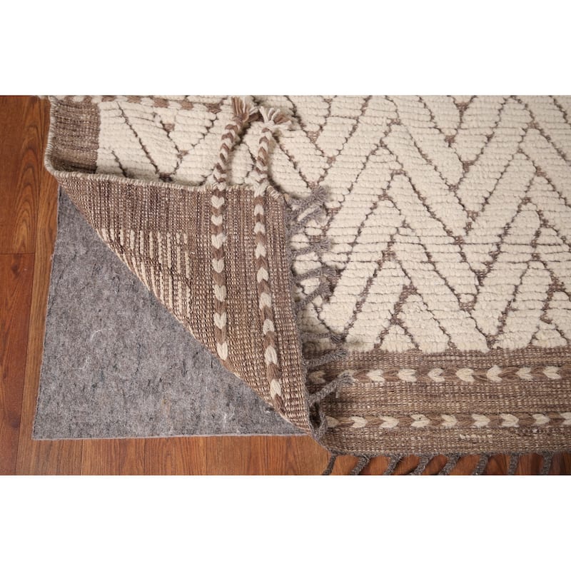 All-Over Chevron Moroccan Oriental Area Rug Handmade Wool Carpet - 8'8"x 13'0"