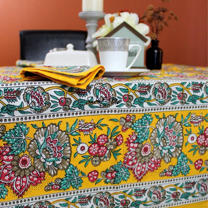 Luxuriant Floral Cotton French Country Tablecloth Collection