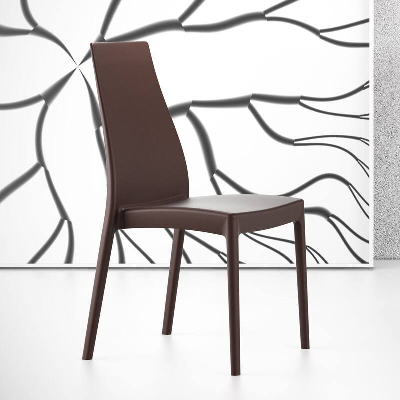 37" Brown Outdoor Patio Solid High Back Dining Chair