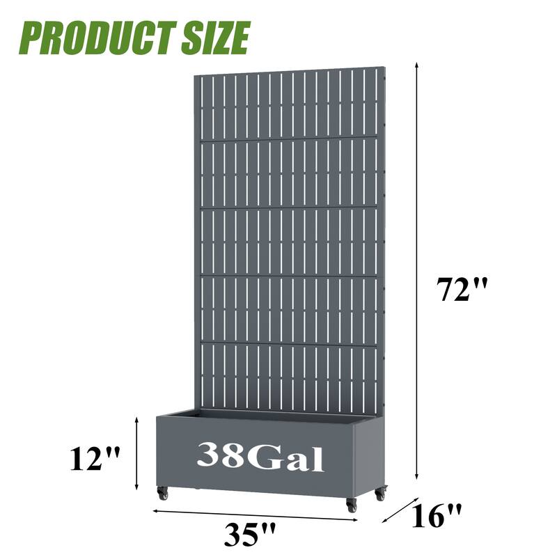 Raised Garden Bed Planter with Trellis Movable Planter Box with Lockable Wheels