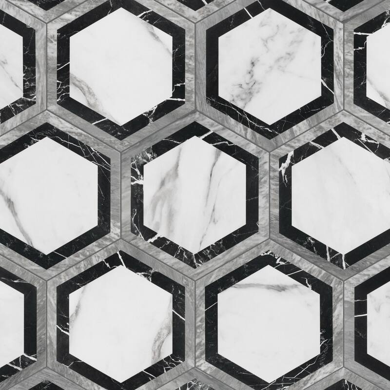 Merola Tile BioTech Hex Bardiglio Agra 11" x 13" Porcelain Floor and Wall Tile