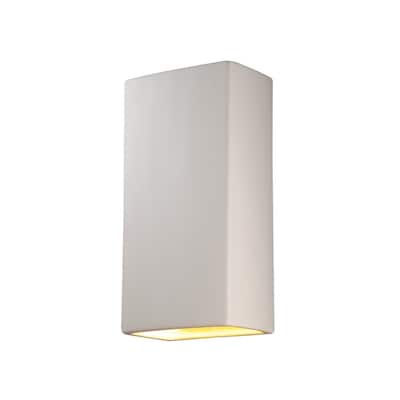 Justice Design Ambiance Bisque Outdoor Really Big Closed Top Rectangle Wall Sconce