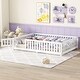 preview thumbnail 11 of 13, Full Size Bed Floor Bed with Safety Guardrails and Door for Kids for Apartment, Office, Living Room Bedroom White