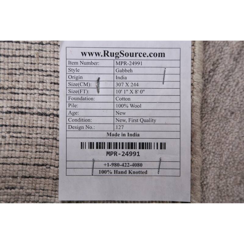 Silver / Gray Gabbeh Indian Area Rug Hand-Knotted Wool Carpet - 8'0" x 10'1"