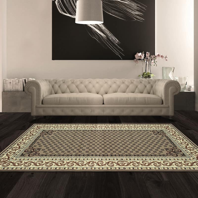 Traditional Floral Scroll Vines Border Indoor Area Rug by Superior