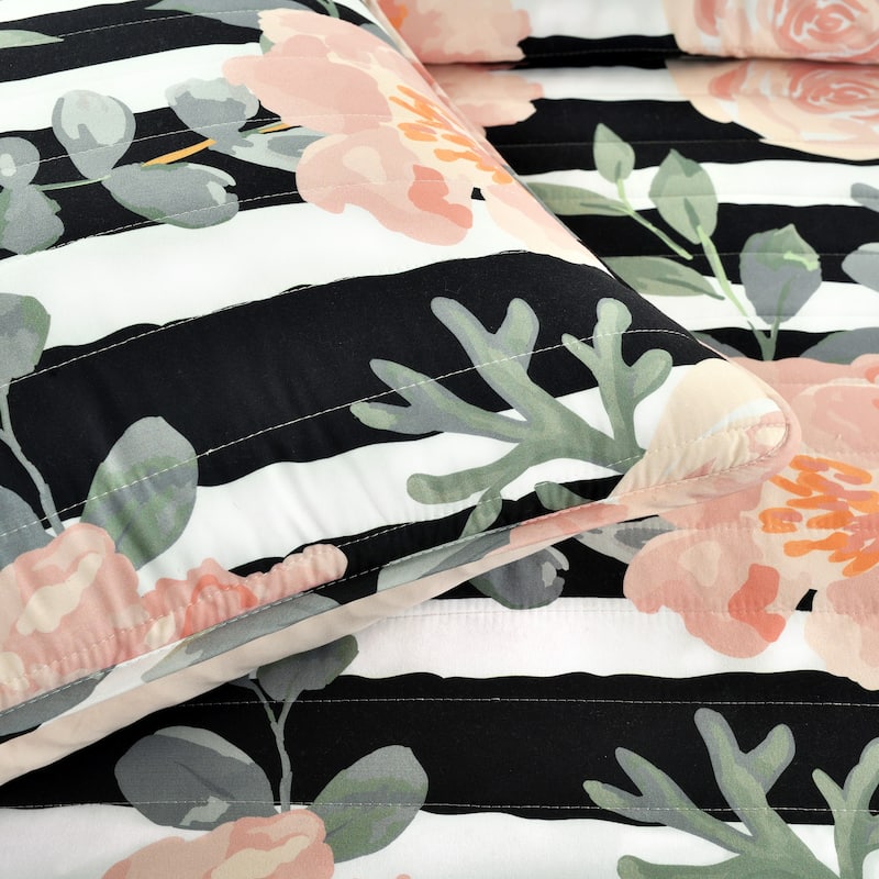 Lush Decor Amara Watercolor Rose 5 Piece Quilt Set