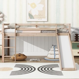 Twin Loft Bed with Slide and Playful Low-Profile Design (250lb Capacity)