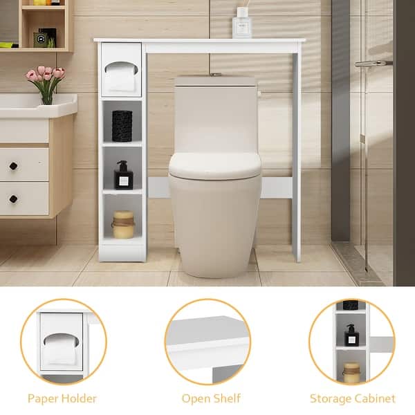 Cool wood bathroom space saver Costway Wooden Over The Toilet Storage Cabinet Bathroom Space Saver Overstock 31045203