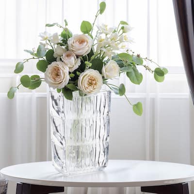 Javlergo Clear Glass Flower Vases for Centerpiece Table Indoor Desk Decor, Crystal Vase, Flower Vase Thickening Design Suitable