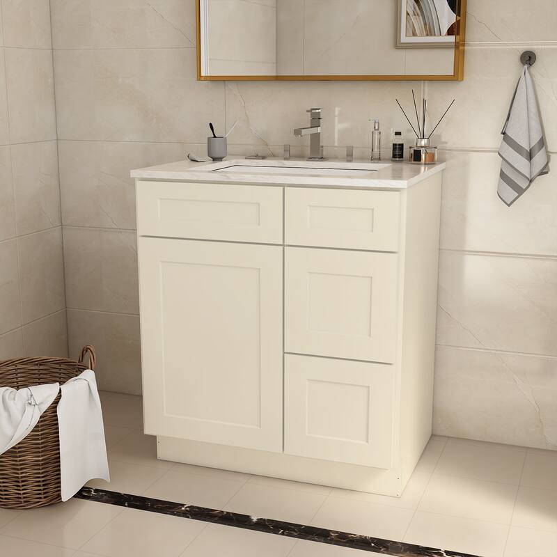 30-inch Bathroom Cabinet with Soft-Close Doors, Versatile Storage, and Waterproof MDF
