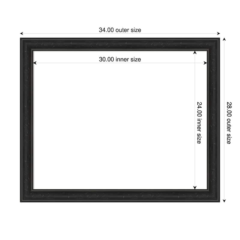 Amanti Art Shipwreck Black Narrow Framed Dry Erase Magnetic Board - 34 x 28 in - Shipwreck Black Narrow