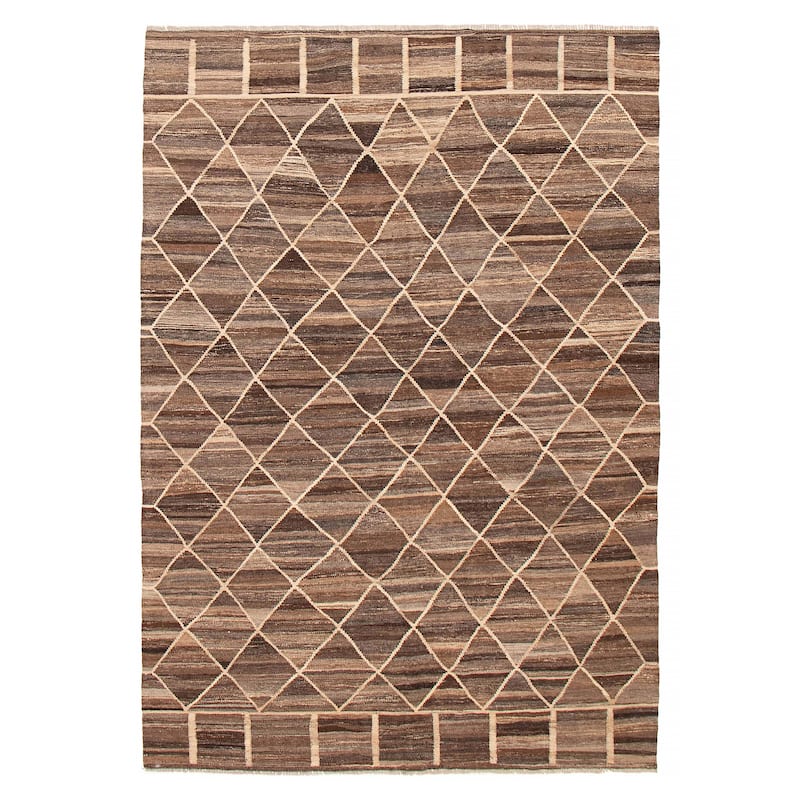 Sivas Brown Kilim 6'10" x 9'11" - 6'10 x 9'11 - Dark Brown - 6'10 x 9'11