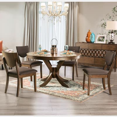 Oskam I Transitional Walnut Wood 5-Piece Dining Set by Furniture of America