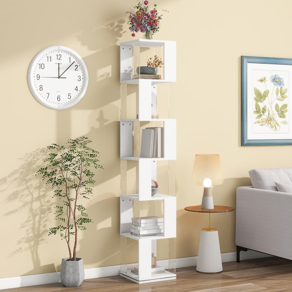 6 tier Rotating Bookshelf, Floor Rack Simple Bookcase