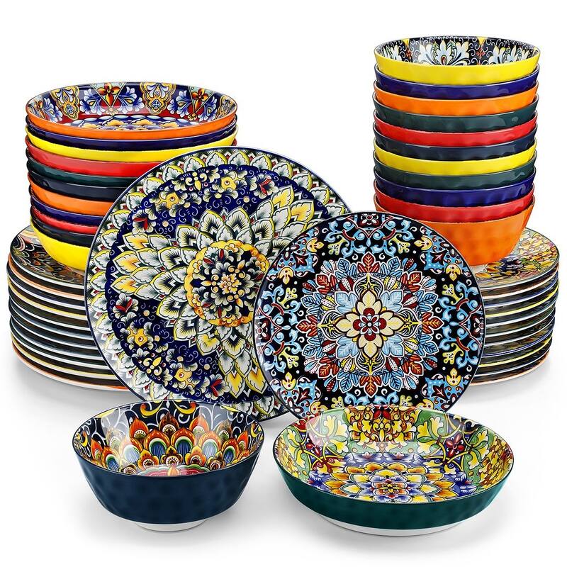 vancasso Bohemian Porcelain Pattern Dinnerware Set - 48 Piece