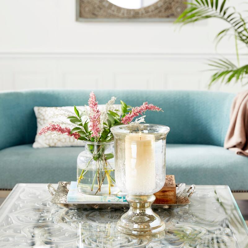 Glass Traditional Hurricane Lamp - 7 x 7 x 14