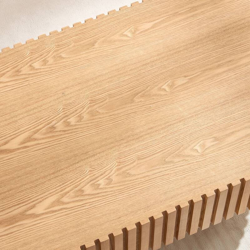 Modern Handcraft Drum Coffee Table Oval Coffee Table for Living Room,Small Wooden Coffee Table with Sturdy Pedestal for Office