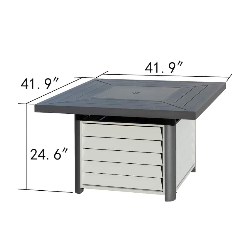 Corvus Abruzzo 42 Inch Square Aluminum Propane Fire Pit Table