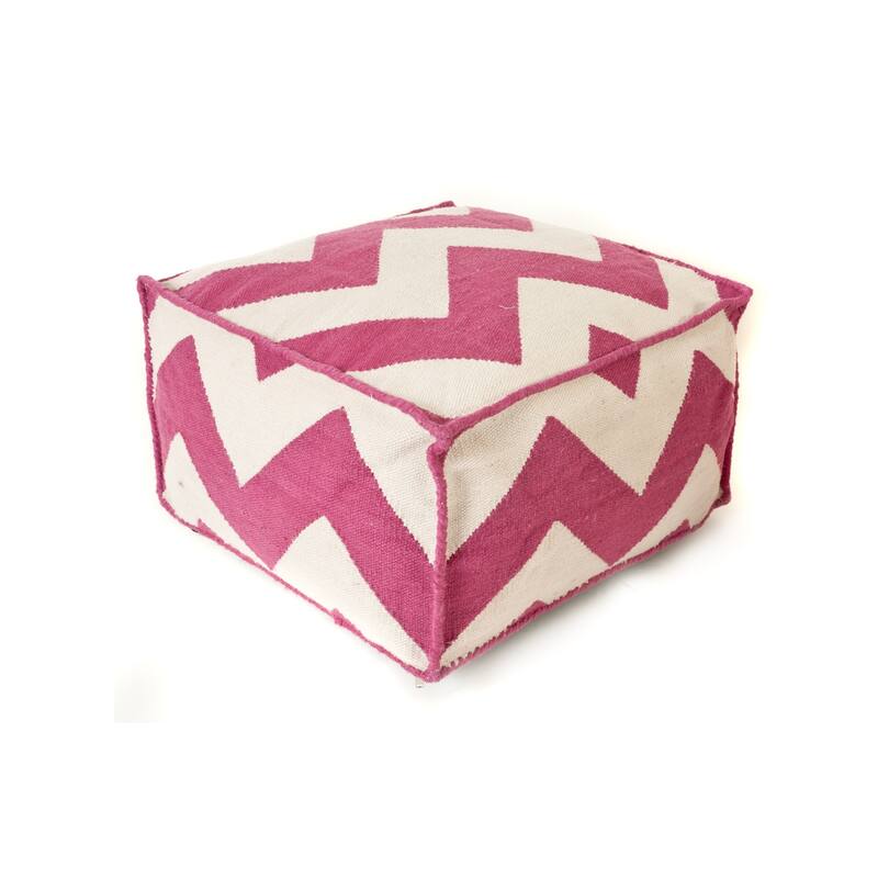 Jiti Indoor & Outdoor Chevron Patterned Casual Square Lounging Pouf Ottoman Seating for Indoor Space 24 x 24 x 13