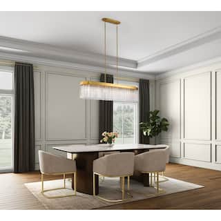 Artcraft Emma - 7-Light Island-Light - Brushed Brass with Clear Glass Rods Shade