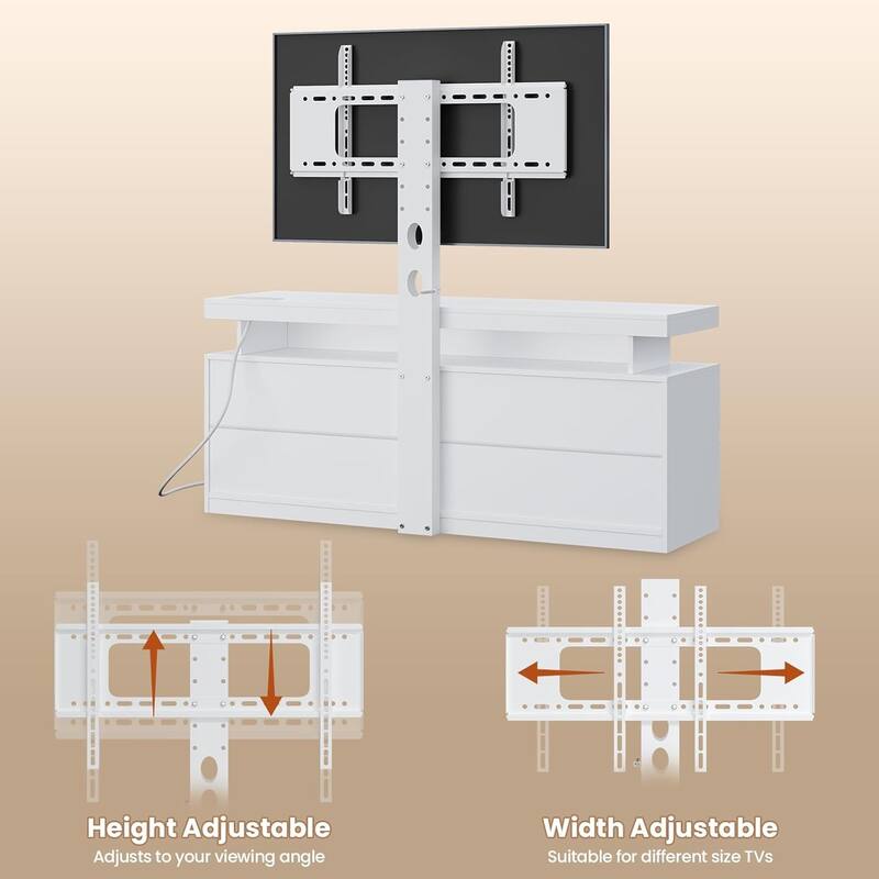 LED TV Stand with Mount Power Outlet TV Mount for 32 to 75 in TVs Drawers