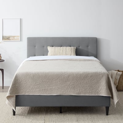 Brookside Sue Upholstered Bed with Square Tufted Headboard- Box Spring Required