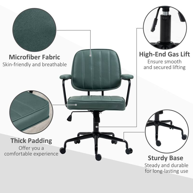 Stylish Office Chair Modern Office Chair with Adjustable Height Tilt and Back Support, for Office, Green