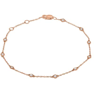 Marquee 1/4 Carat TW Bezel Set Genuine Diamond Station Bracelet in 14K Rose Gold