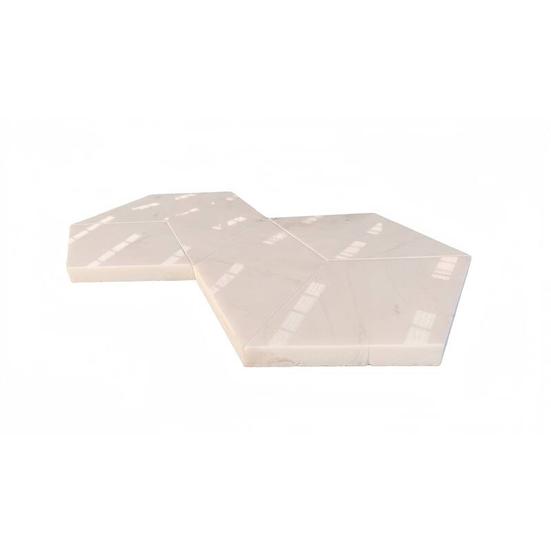 Roomfitters Hexagon Marble Tile for Wall and Floor, Polished Natural Stone, Genuine Marble, 12-Piece Box, White